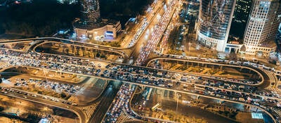 Aerial View of Traffic Jam, Beijing, China