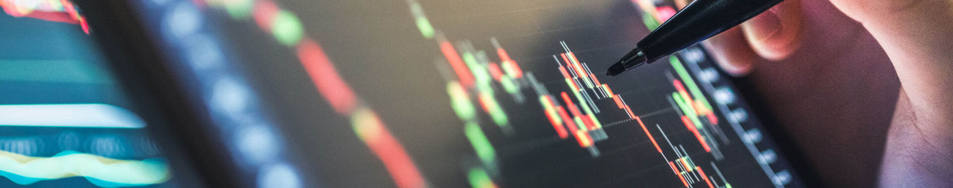 Analysis of stock chart for investment in stock market and finance business planning