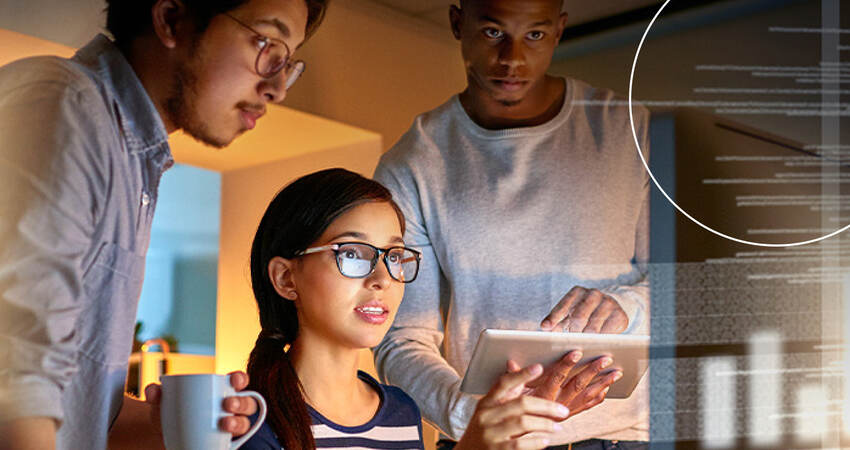 People working on a computer