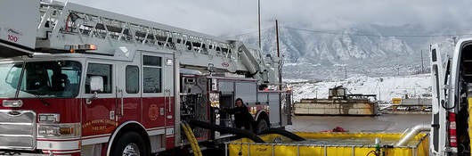 Fire truck undergoing pump testing