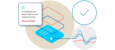 Graphical depiction of a software reminder for employees to complete training