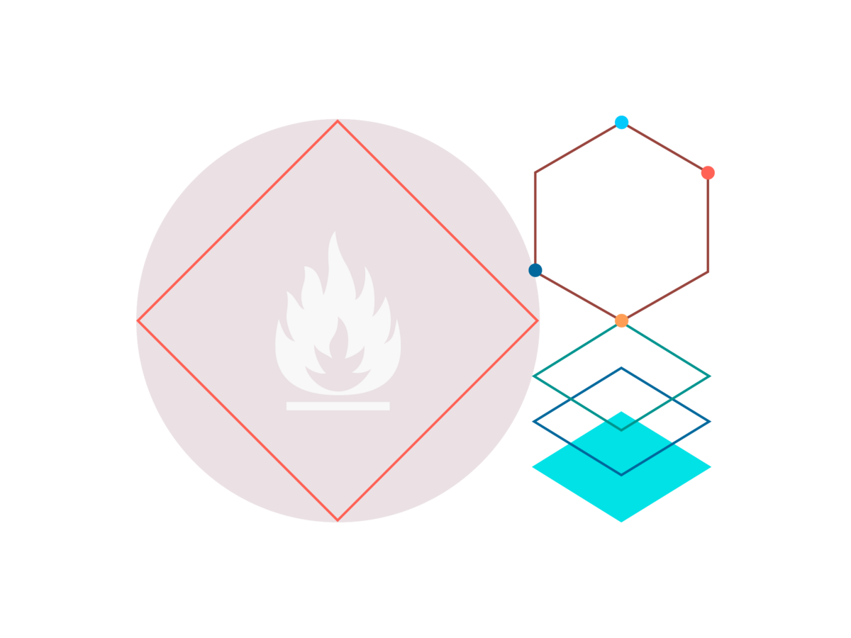 Illustrative SDS pictogram with fire icon